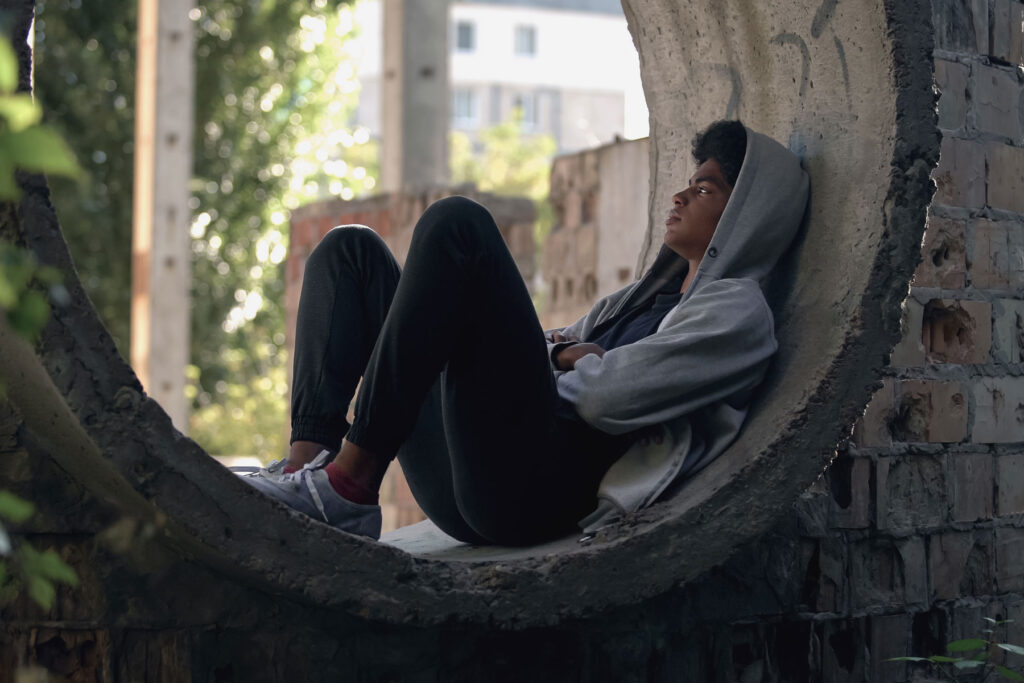 Teen boy hides in tunnel as he shows signs of teen depression